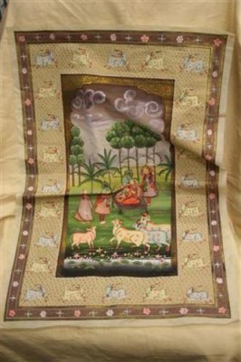 Tela indiana originale dipinta a mano.